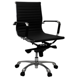 Aero Executive Boardroom Med Back Black PU Office Chair
