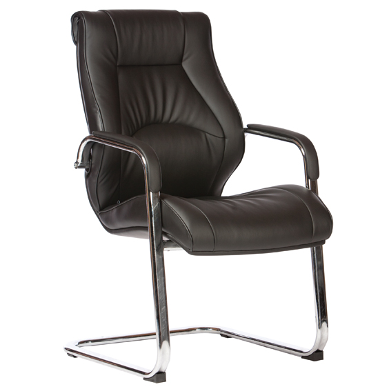 Camry Visitors Cantilever Black Bonded Leather Office Chair with Arms
