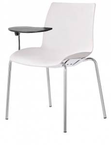 Case Visitors 4 Leg White Poly Chair with Tablet Arms
