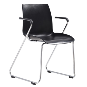 Dona Visitors Sled Base Black Poly Chair with Arms
