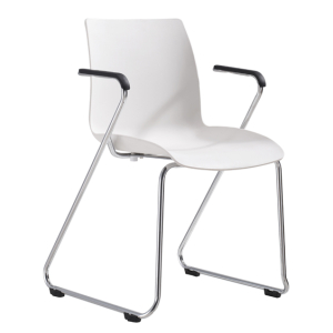 Dona Visitors Sled Base White Poly Chair with Arms