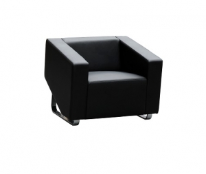 Cube Single Seater Black Leather Reception Lounge
