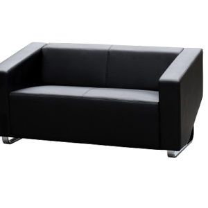 Cube Two Seater Black Leather Reception Lounge