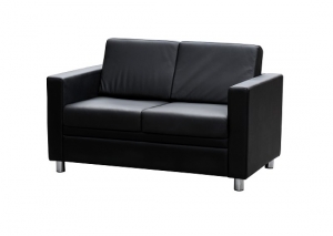 Marcus Two Seater Reception Lounge Black Leather
