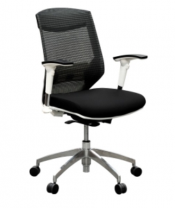 Vogue Executive Med Back Mesh with Arms Frame White Black Fabric & Mesh Office Chair