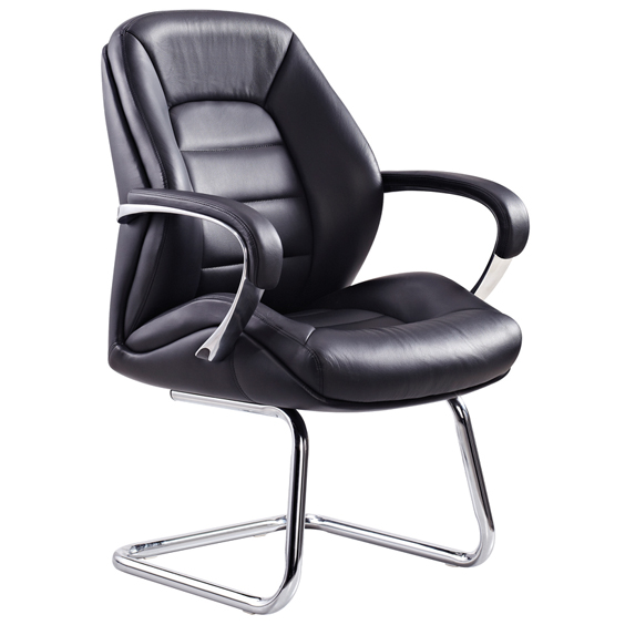 Magnum Visitors Cantilever Office Chair with Arms in Black Leather