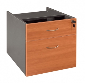 Essentials Express Commercial Desk Pedestal 1+ 1 File Drawer Locking Colour Cherry/Charcoal