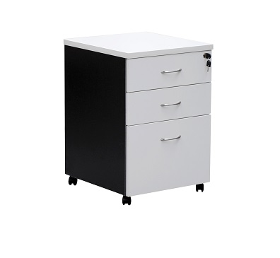 Essentials Express Commercial Mobile Pedestal 3 Drawers Colour White/Charcoal