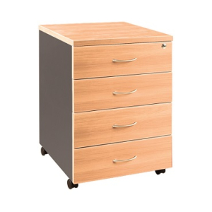 Essentials Express Commercial Mobile Pedestal 4 Drawers Colour Beech/Charcoal