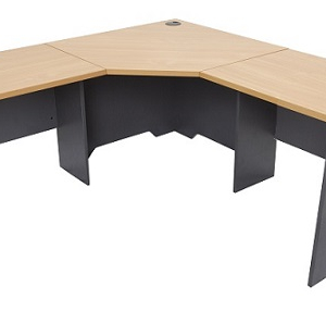 Essentials Express Commercial 3 Piece Corner Desk 1500W x 1500W Colour Beech/Charcoal