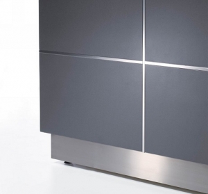 Calvin designer Reception Metallic Grey Body with Stainless Steel Kickplate View