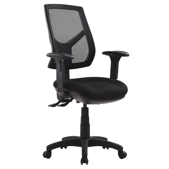 Rio High Mesh Back 3 Lever Ergonomic Black Office Chair with Arms