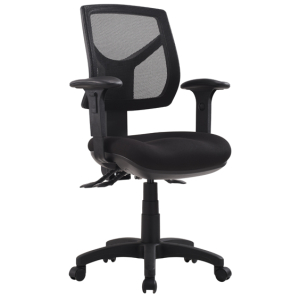 Rio Medium Mesh Back 3 Lever Ergonomic Black Office Chair with Arms