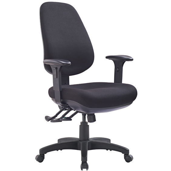 TR600 Big Boy with Arms Fabric Upholstered 3 Lever Ergonomic Office Chair in Black