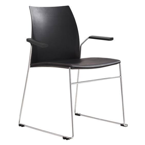Vinn Visitors Sled Base Black Poly Chair with Arms