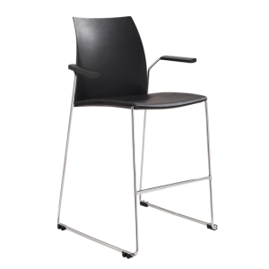 Vinn Visitors Sled Base Black Poly Stool with Arms