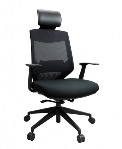 Vogue Executive High Back Mesh with Headrest, Arms & Black Base Office Chair