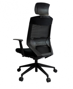 Vogue Executive High Back Mesh with Headrest, Arms & Black Base Office Chair