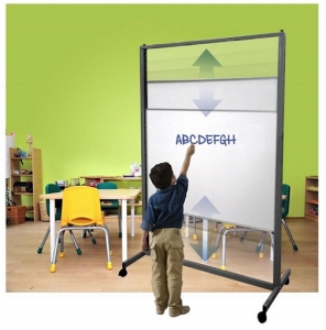 Aspire Vertical Sliding Whiteboard on Wheels for Younger Use