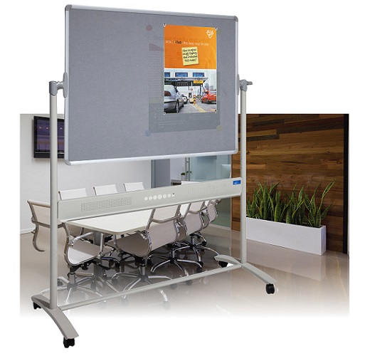 Mobile Combo Pivoting Whiteboard & Felt Board i Office