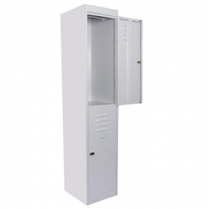 Steelco Personal Clothes 2 Door Locker 380W with Padlatch Silver Grey
