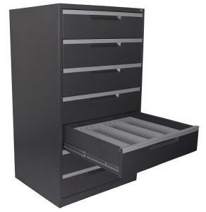 Steelco 7 Drawer Multi Media Cabinet Graphite Ripple Shown with Optional CD Drawer Rack