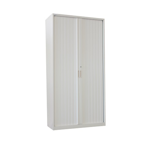 Steelco Tambour Door Cupboard 2000(H) x 900(W) x 463(D) in White Satin