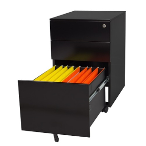 Steelco Trimline 390W Mobile Black Open Built Strong Office Solution