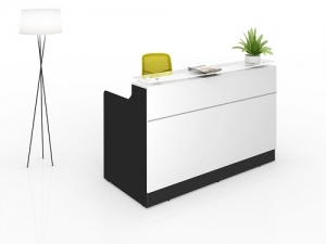 Classic Modern Reception Desk Black-White, Counter Glass Hob Top