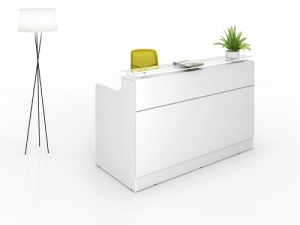 Classic Modern Reception Desk White, Counter Glass Hob Top