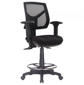 Rio Ergonomic Medium Mesh Back with Fabric Seat & Adjustable Arms Office Chair, 3 Lever, Drafting with Footring