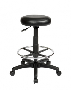 Utility Round Black Drafting Stool with Footring