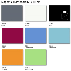 Naga Magnetic Glass Board 600 x 800 colours