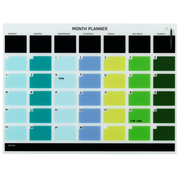Naga Magnetic Glassboard Month Planner 1200 x 900