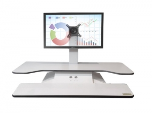 Standesk Pro Single Monitor Sit Stand with Keyboard White
