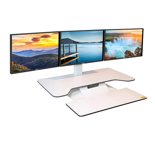 Standesk Pro Memory with Keyboard White 3 Monitor