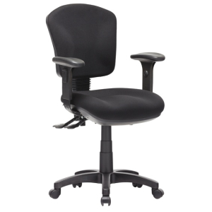 Aqua Medium Back 3 Lever Ergonomic Black Task Chair with Arms