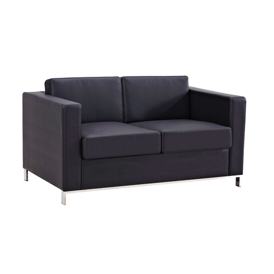Plaza Two Seater Reception Black, Reception Sofas Leather