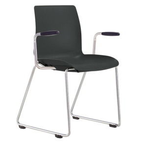 Pod Poly Sled Base Visitors Meeting Chair with Arms Black