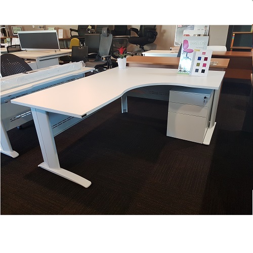 Jet Corner Desk White with White Top i Office Furniture Sydney