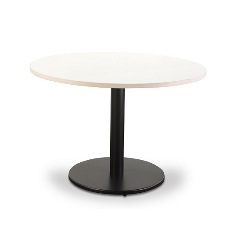 Stella Pedestal Black Base with Round Table Top White