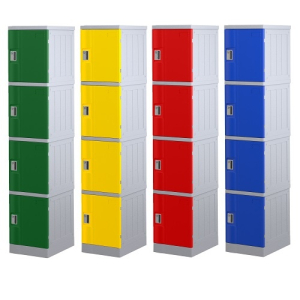 ABS Plastic 4 Door Locker - Green_Yellow_Red_Navy Blue