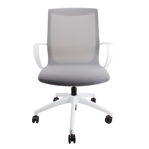 Marics Boardroom Chair White with Mesh Seat & Back Light Grey_front i