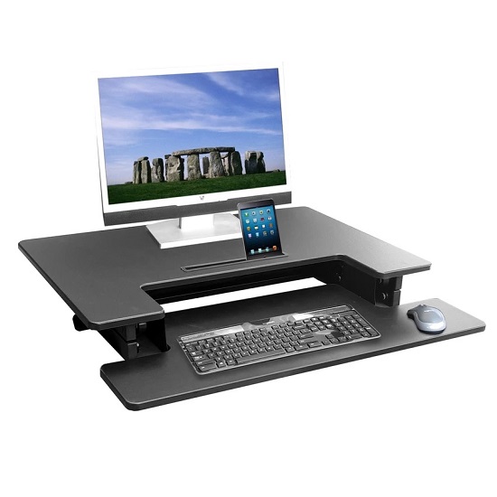 HiLift 800 Ergonomic Sit to Stand Workstation DeskRiser Black