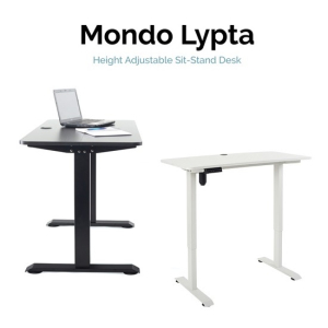Mondo Lypta Electric Height Adjustable Desk_White & Black 1200L x 600D